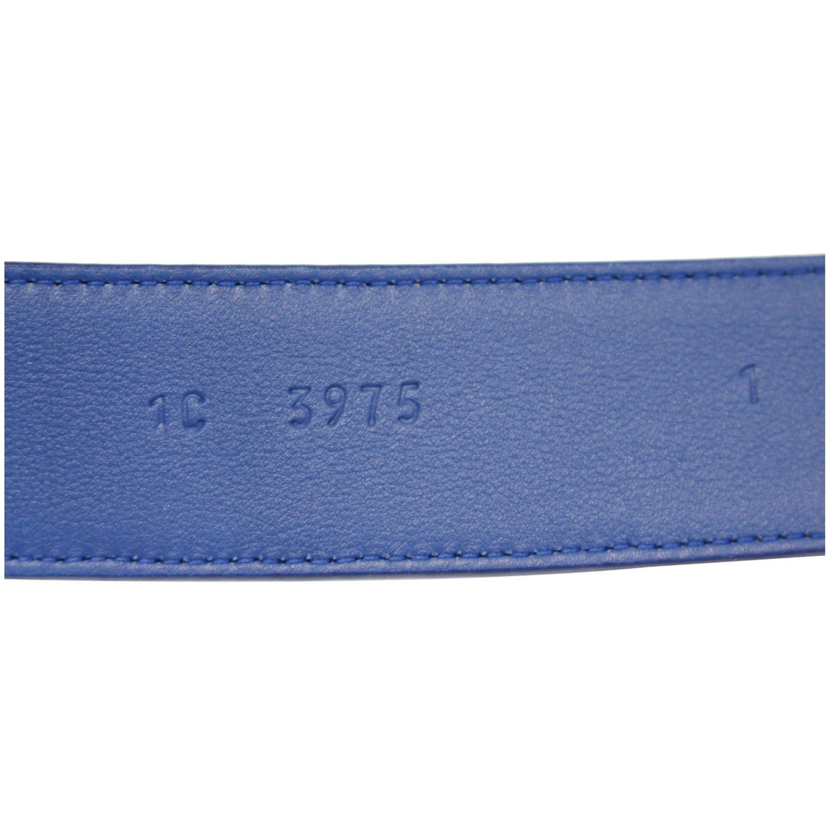 PRADA Round Logo Blue Saffiano Leather Belt Size 40