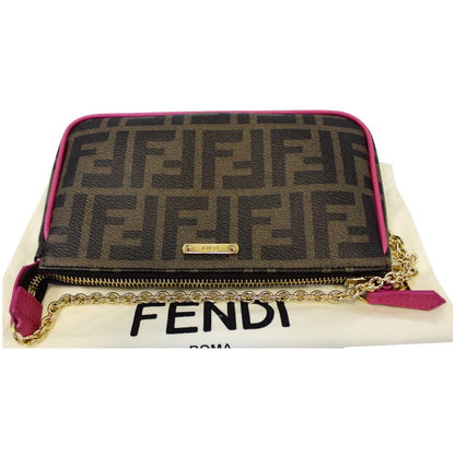 FENDI Spalmati Zucca Pochette Pouch Fuchsia