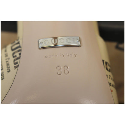 GUCCI Invite Stamp Print Apollo Pumps Beige Size 38
