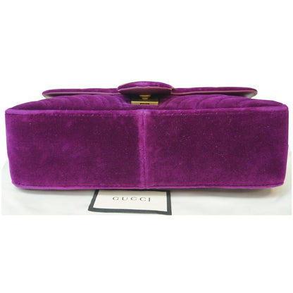 GUCCI GG Marmont Velvet Small Shoulder Bag Purple 443497