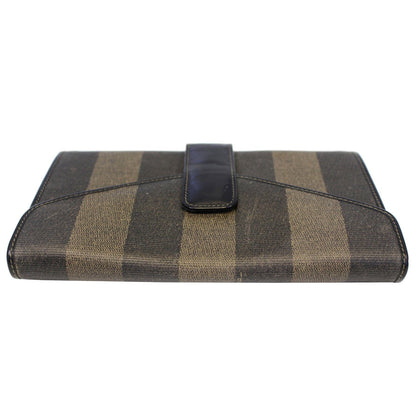 FENDI Vintage Pequin Stripe Wallet Brown