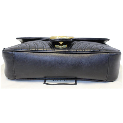 GUCCI GG Marmont Small Matelasse Leather Crossbody Bag Black
