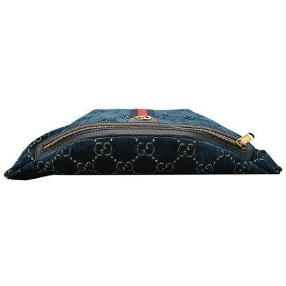 GUCCI GG Monogram Velvet Belt Bumbag Dark Blue 574968