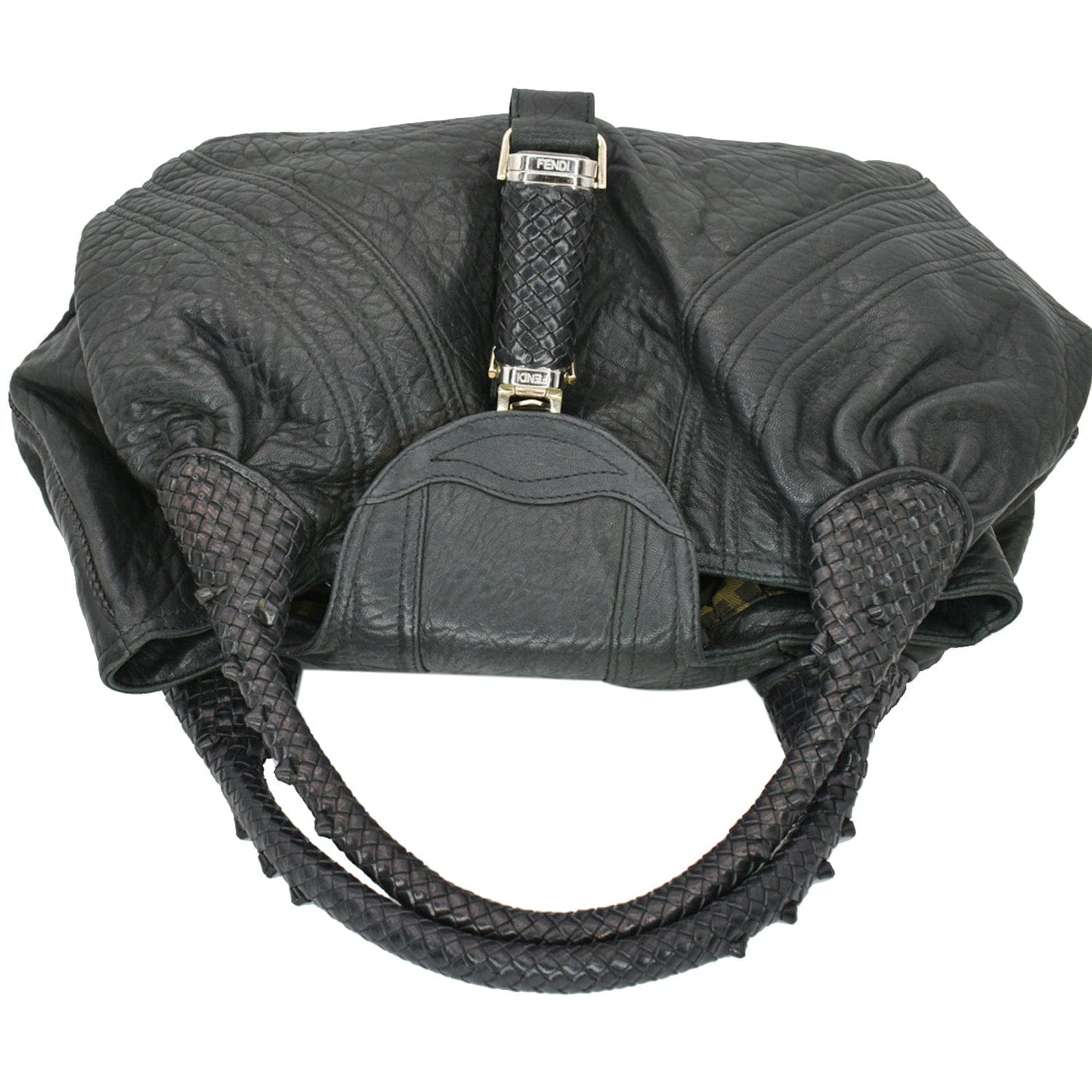 FENDI Spy Nappa Leather Satchel Bag Black