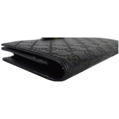 GUCCI Bow Guccissima Leather Chain Wallet Black 431408