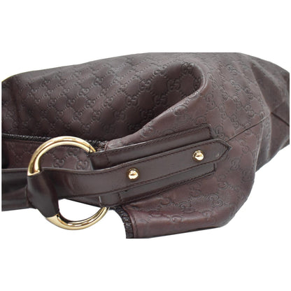 GUCCI Horsebit Large Guccissima Leather Hobo Bag Dark Brown 114900
