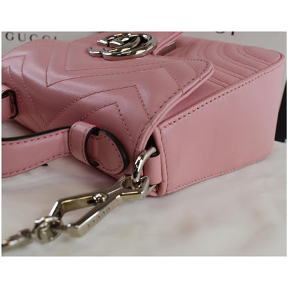 GUCCI GG Marmont Mini Top Handle Shoulder Bag Pastel Pink 547260