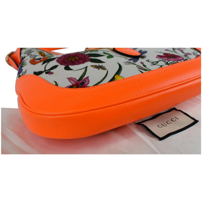 GUCCI Flora Jackie Medium Canvas Hobo Bag Orange 550152