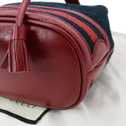 GUCCI Ophidia Mini Leather Trimmed Suede Bucket Bag Blue 550620