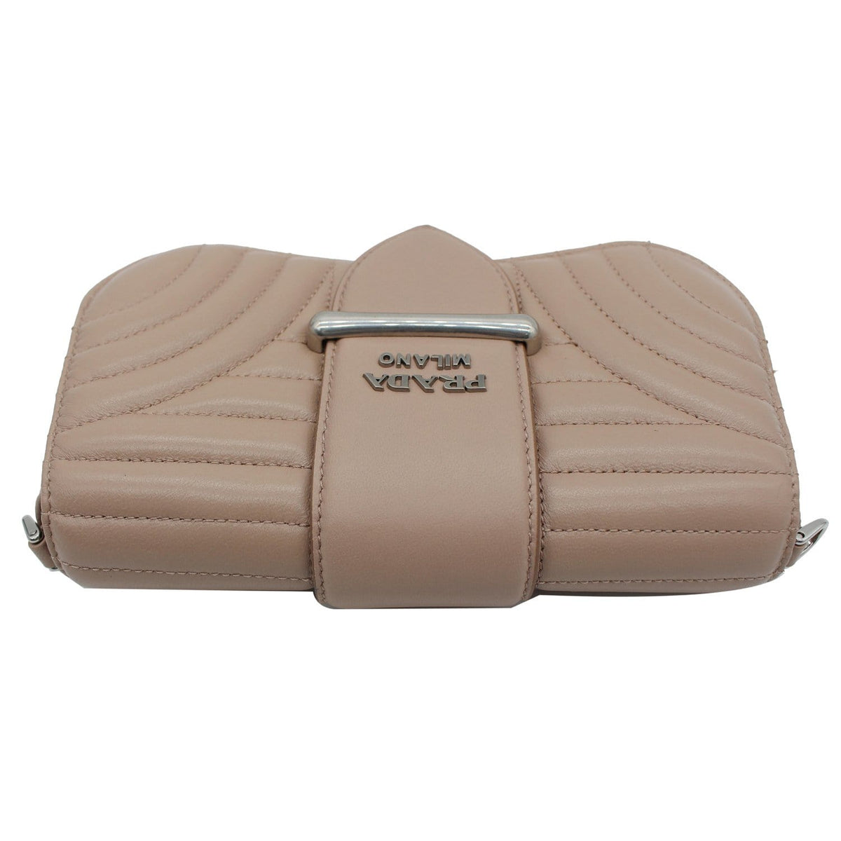 PRADA Mini Sidonie Nappa Diagramme Leather Chain Crossbody Bag Nude