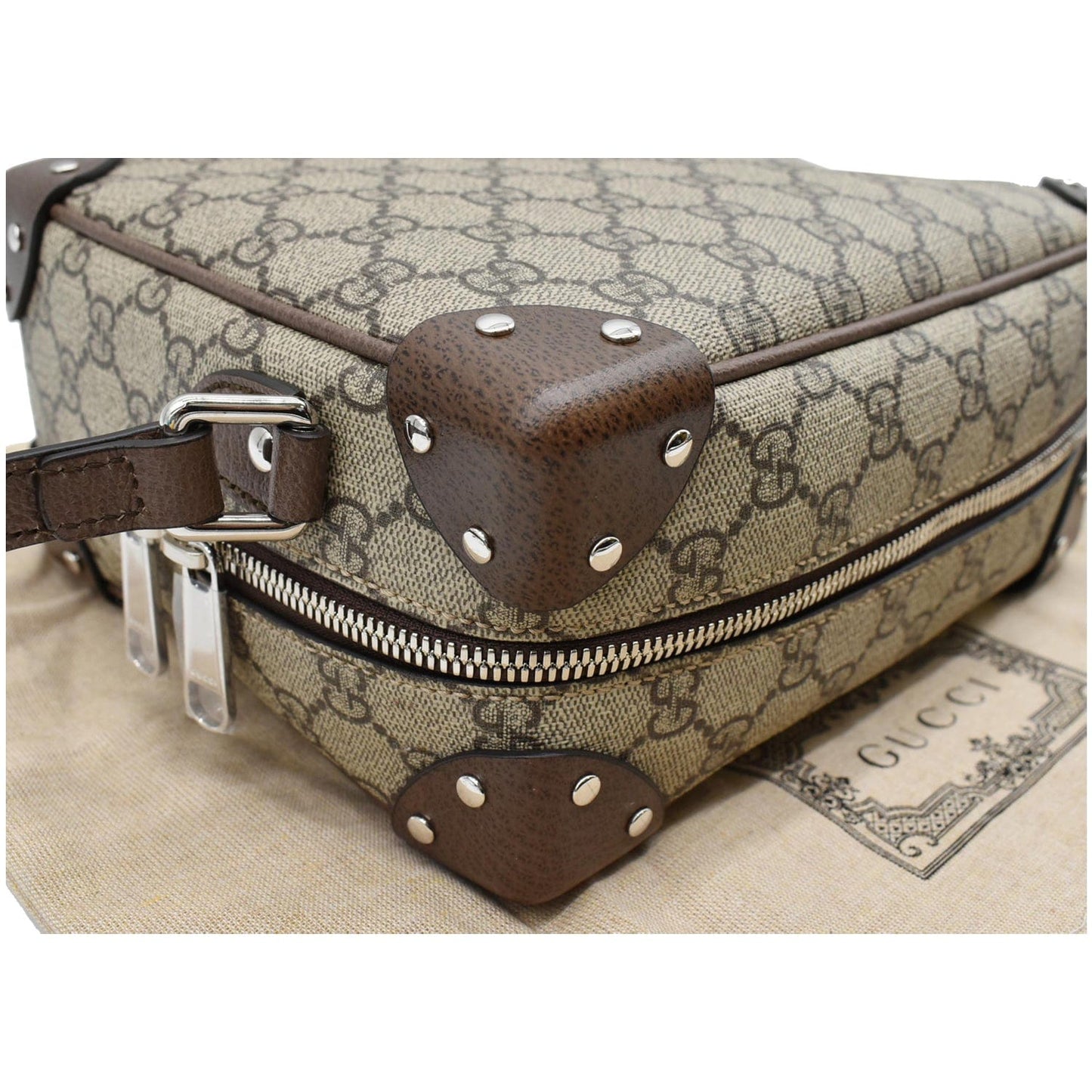 GUCCI GG Supreme Monogram Canvas Shoulder Bag Beige 626363
