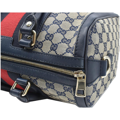 GUCCI Vintage Web Original GG Boston Bag Blue 247205