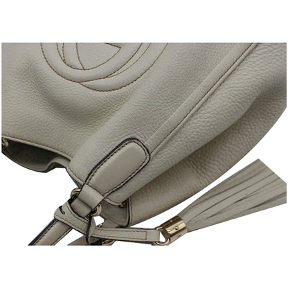 GUCCI Soho Small Pebbled Leather Shoulder Bag White 336751