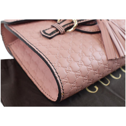 GUCCI Emily Mini Micro GG Guccissima Leather Shoulder Bag Pink 449636