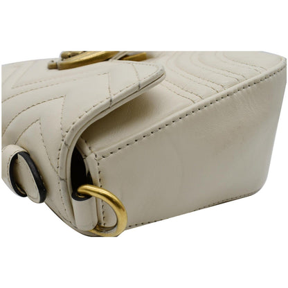 GUCCI GG Marmont Mini Top Handle Shoulder Bag White 547260