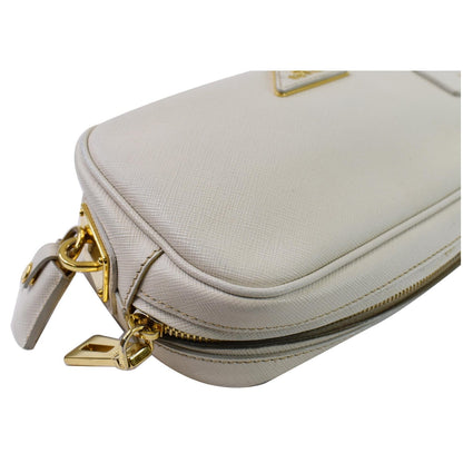 PRADA Lux Pochette Cammeo Saffiano Leather Pouch Bag Talco - Last Call