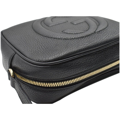 GUCCI Soho Disco Small Pebbled Leather Crossbody Bag Black 308364