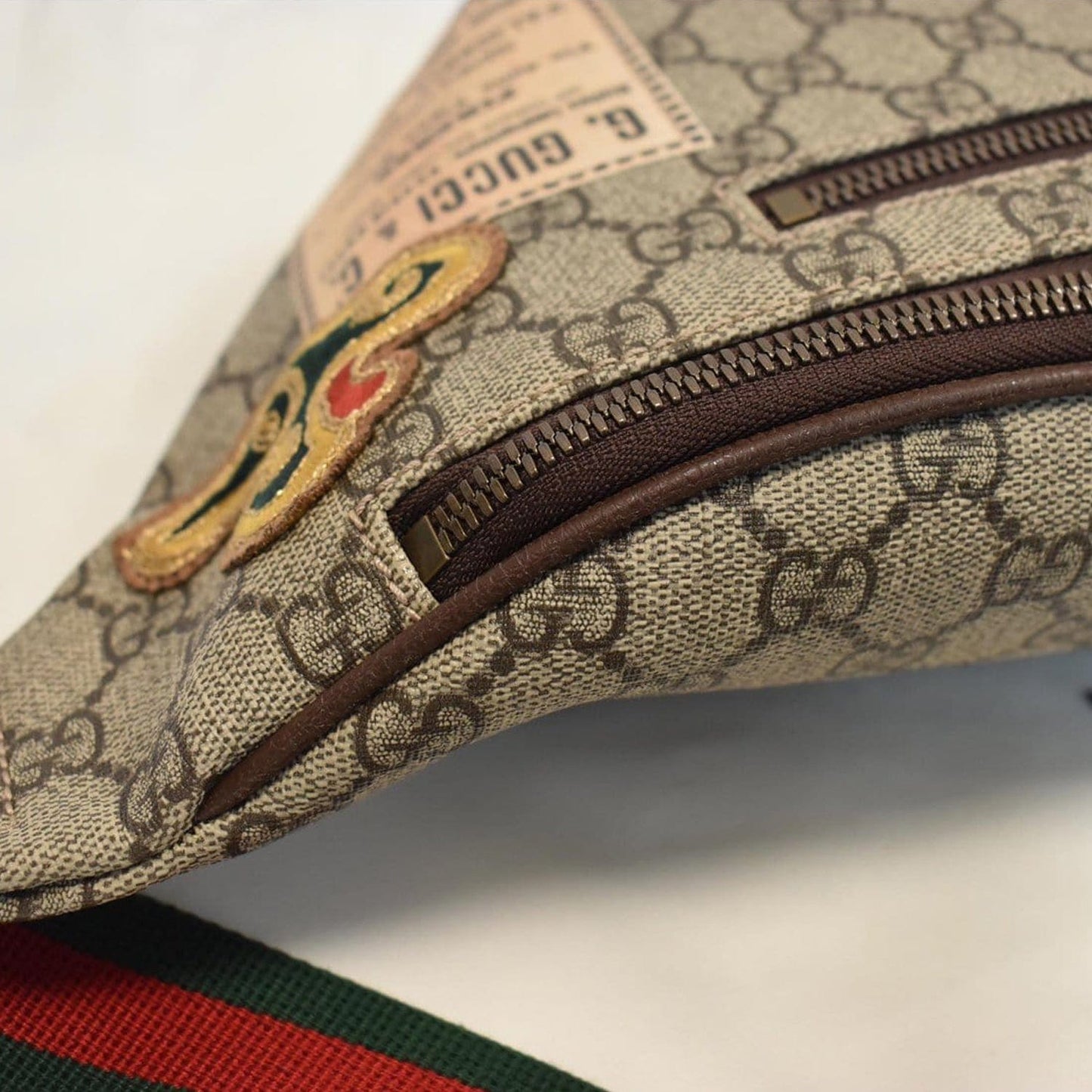 GUCCI Courrier GG Supreme Canvas Belt Waist Bum Bag Beige 529711