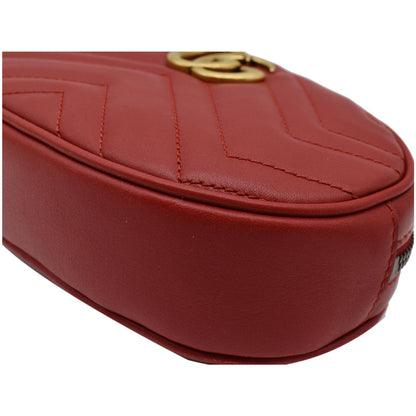 GUCCI GG Marmont Matelasse Leather Belt Bag Red 476434