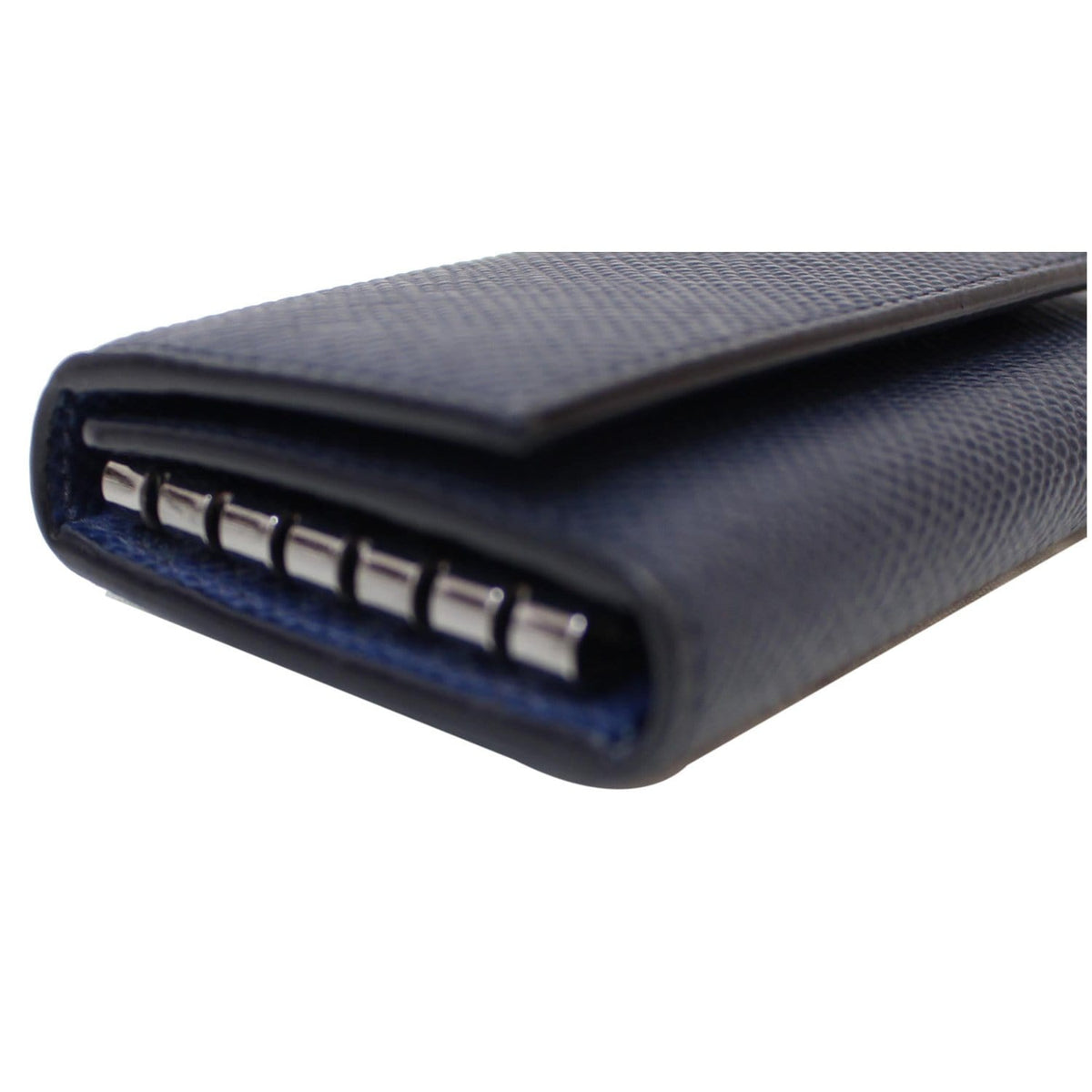 PRADA 6 Key Holder Leather Wallet Blue
