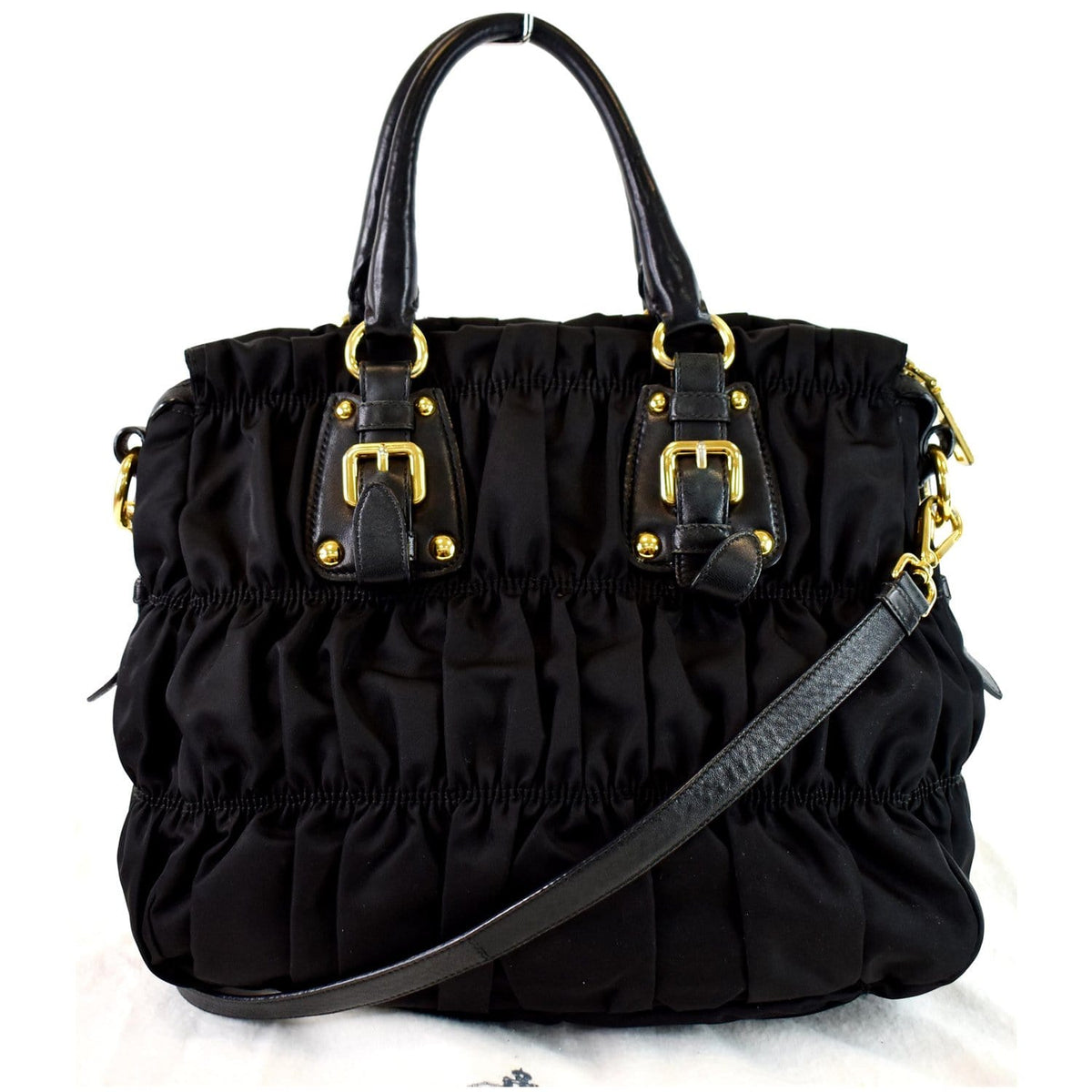 PRADA Gaufre Nappa Leather Tote Bag Black BN1336