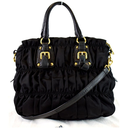 PRADA Gaufre Nappa Leather Tote Bag Black BN1336