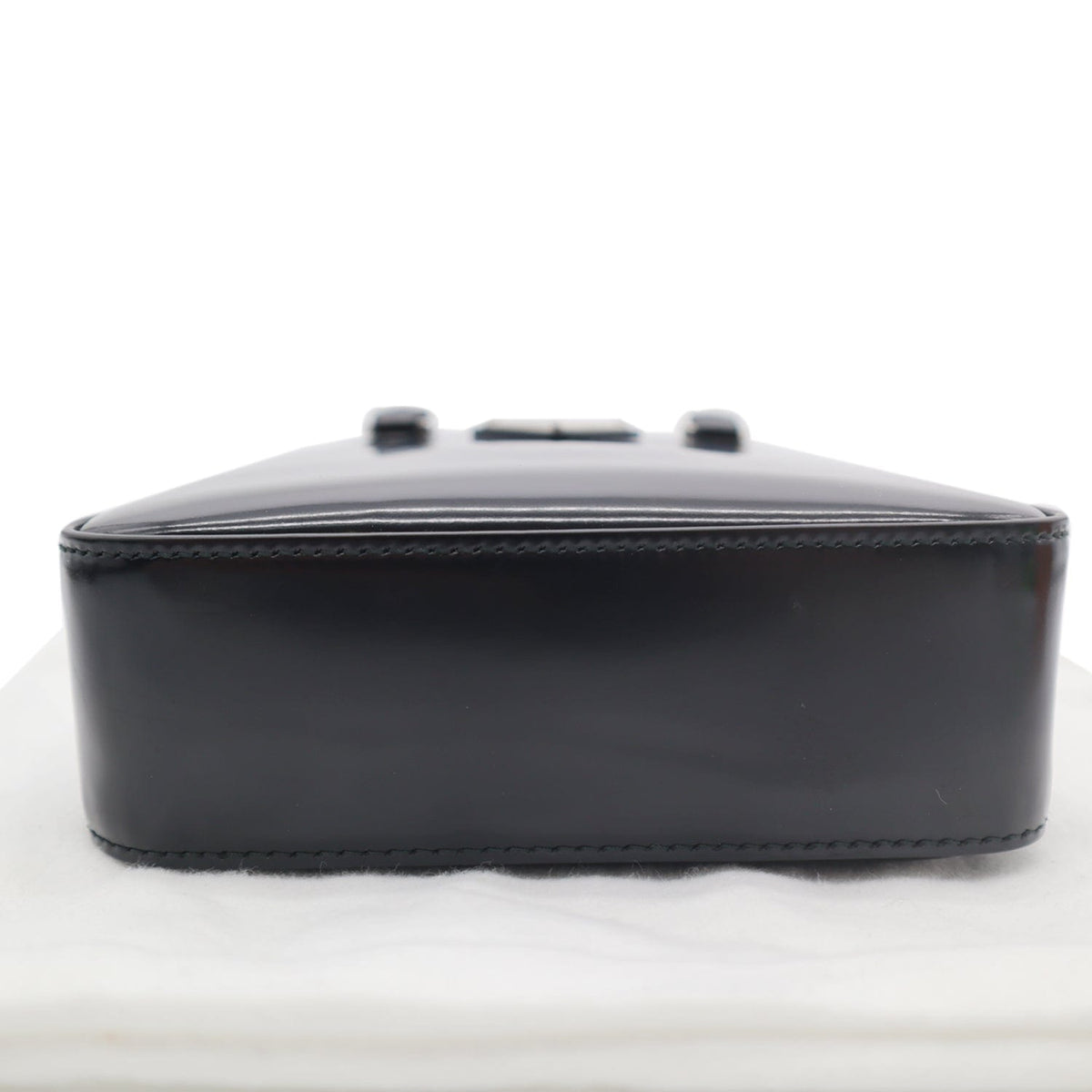 PRADA Small Brushed Leather Tote Shoulder Bag Black