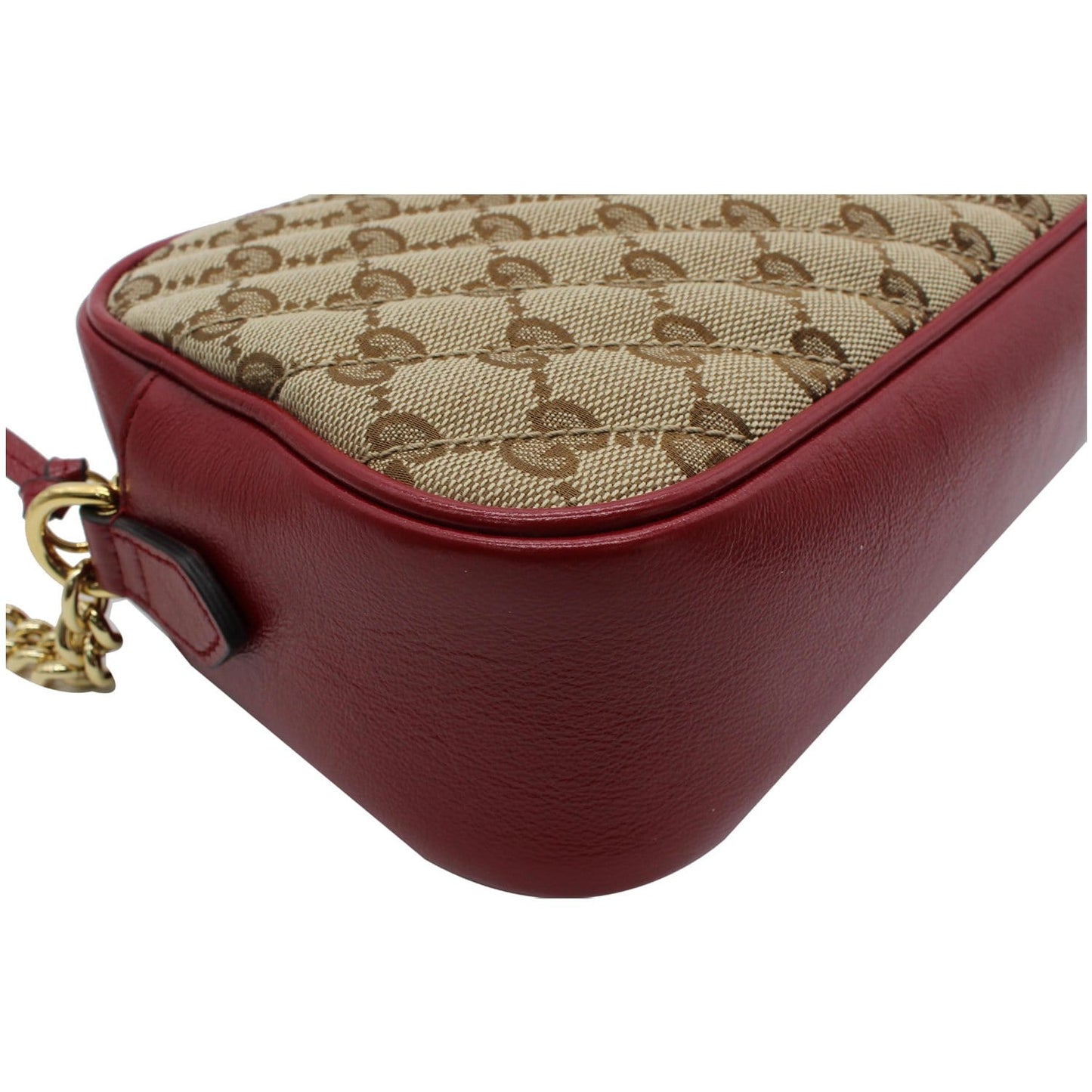GUCCI GG Marmont Small Matelasse Canvas Leather Crossbody Bag Beige 447632