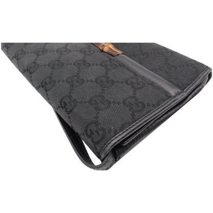 GUCCI Bamboo GG Monogram Canvas Clutch Bag Black
