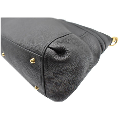 GUCCI Ride Medium Pebbled Leather Top Handle Shoulder Bag Black