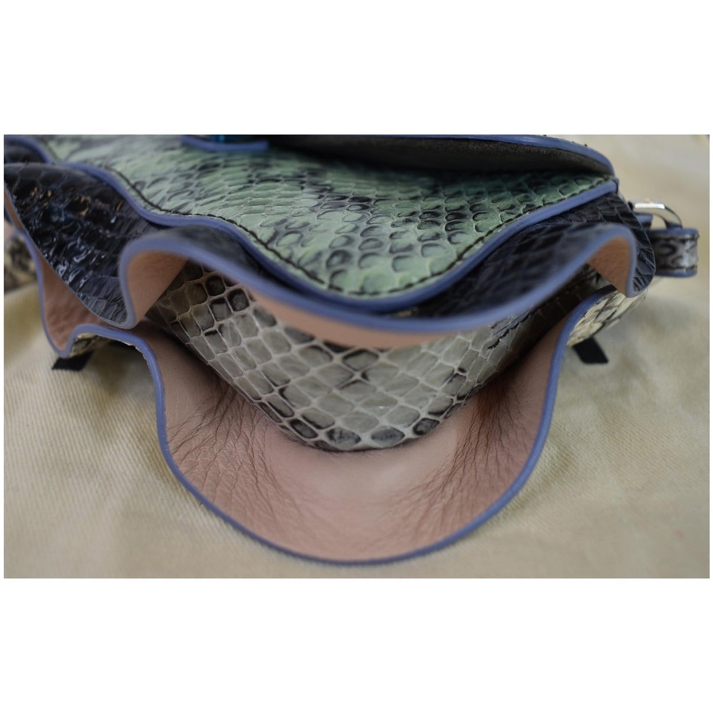 FENDI Baguette MicroWave Python Leather Chain Crossbody Bag Multi