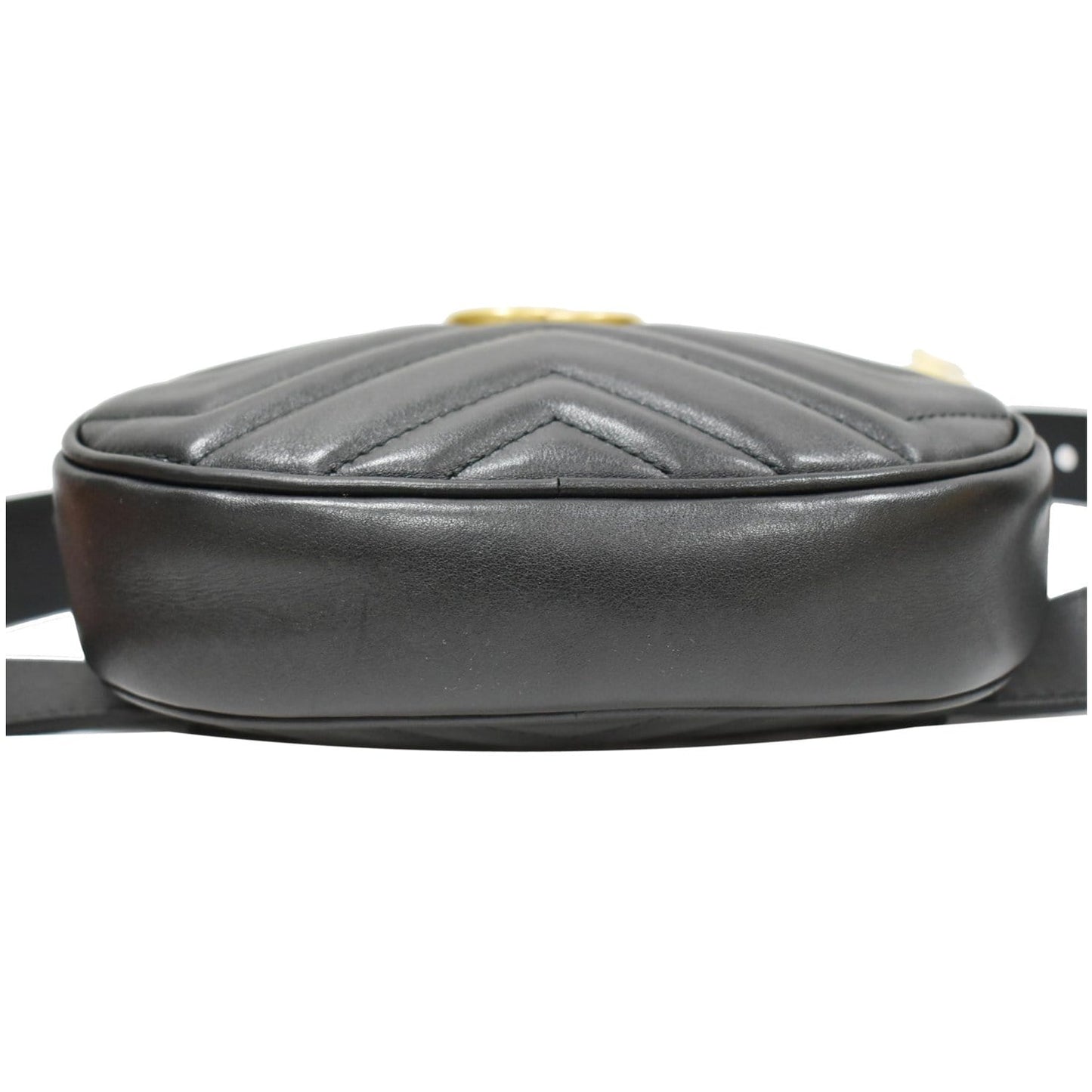 GUCCI GG Marmont Matelasse Leather Belt Bag Black 476434