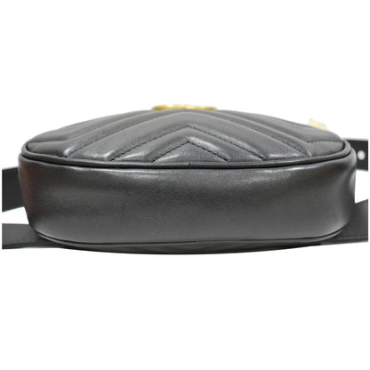 GUCCI GG Marmont Matelasse Leather Belt Bag Black 476434
