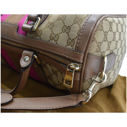 GUCCI Vintage Web GG Canvas Boston Bag Beige 247205