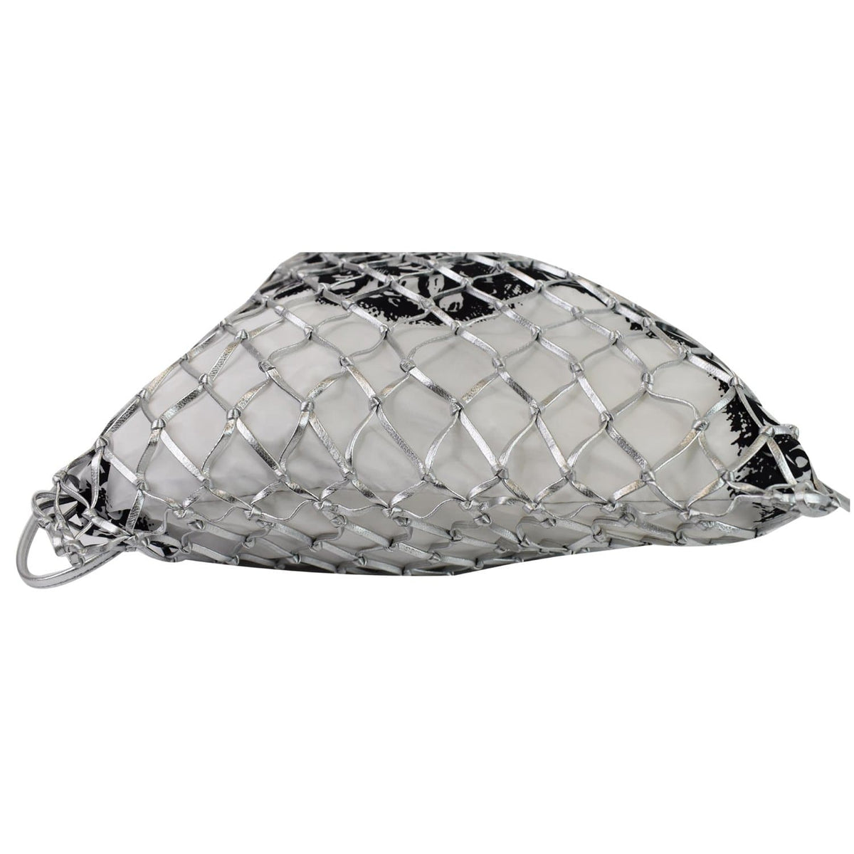 PRADA Rete Fabric Mesh Tote Bag Black/White