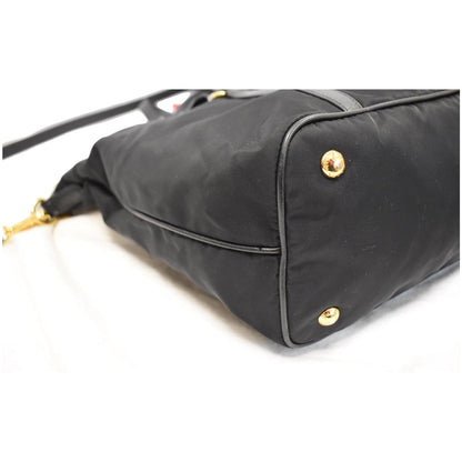 PRADA Tessuto Saffiano Nylon Tote Shoulder Bag Black