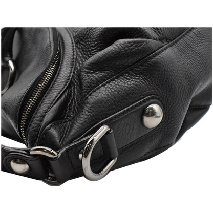 GUCCI Icon Bit Medium Pebbled Leather Shoulder Bag Black 228584