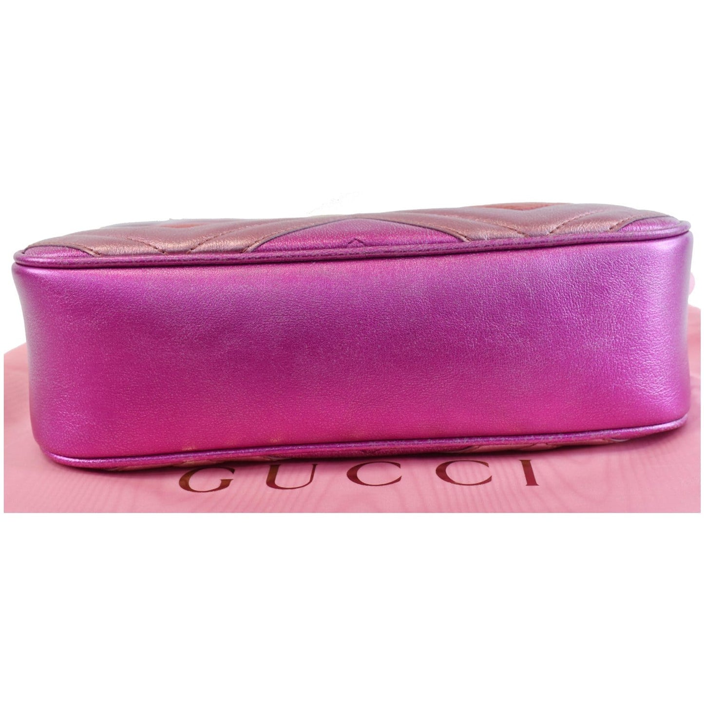 GUCCI Marmont Chevron Small Metallic Leather Crossbody Bag Tri-color 447632