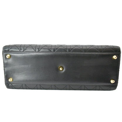CHRISTIAN DIOR Large Lady Dior Cannage Lambskin Shoulder Bag Black