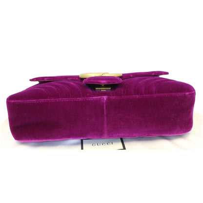 GUCCI GG Marmont Velvet Medium Shoulder Bag Purple 443496
