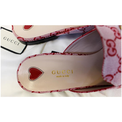 GUCCI Princetown GG Canvas Horsebit Slippers Red US 9