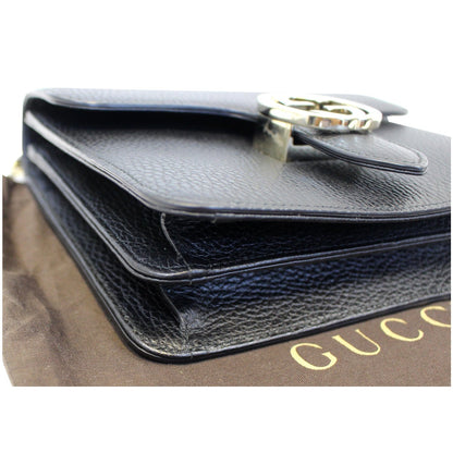 GUCCI Interlocking GG Leather Crossbody Bag Black 510304