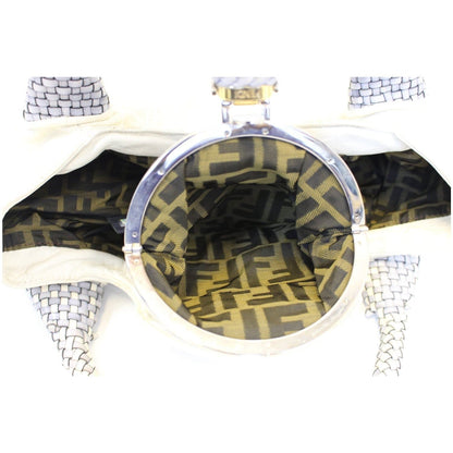 FENDI Spy Nappa Leather Satchel Bag White