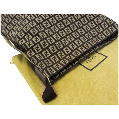 FENDI Zucchino Canvas Crossbody Bag Brown