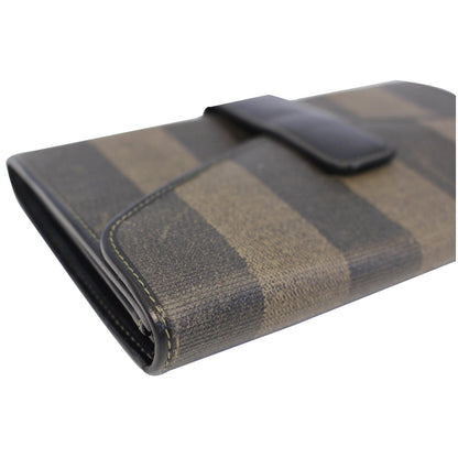 FENDI Vintage Pequin Stripe Wallet Brown