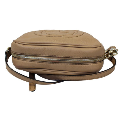 GUCCI Soho Disco Pebbled Leather Small Crossbody Bag Beige 308364