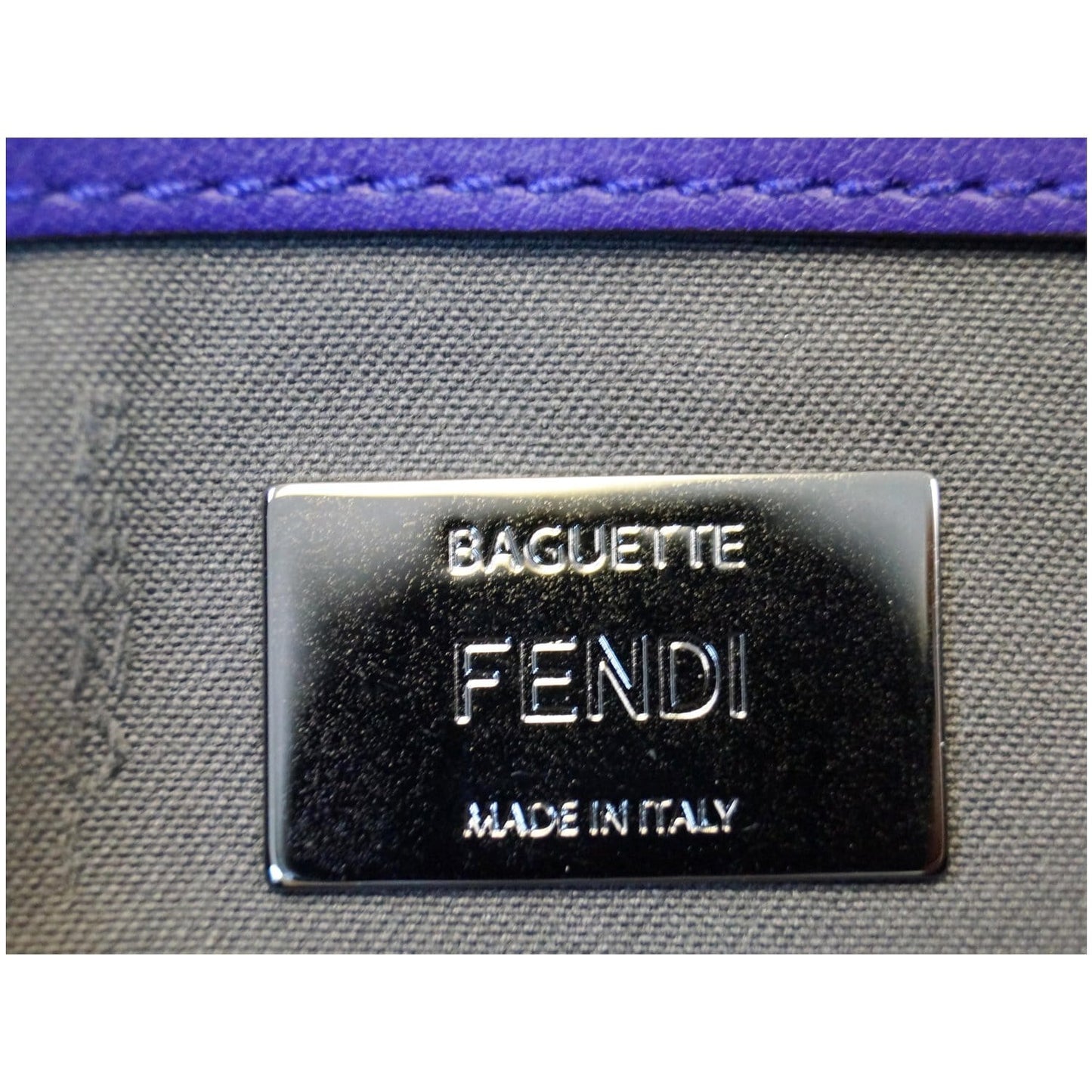FENDI Baguette Whipstitch Trimmed Leather Shoulder Bag Purple