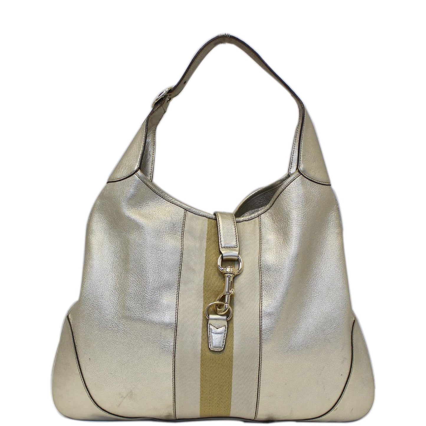 GUCCI Web Jackie O Bouvier Medium Leather Hobo Bag