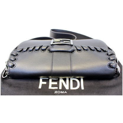 FENDI BAGUETTE Black Leather Shoulder Bag