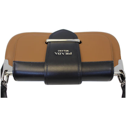 PRADA Sidonie Calf Leather Shoulder Bag Brown/Black 1BD168